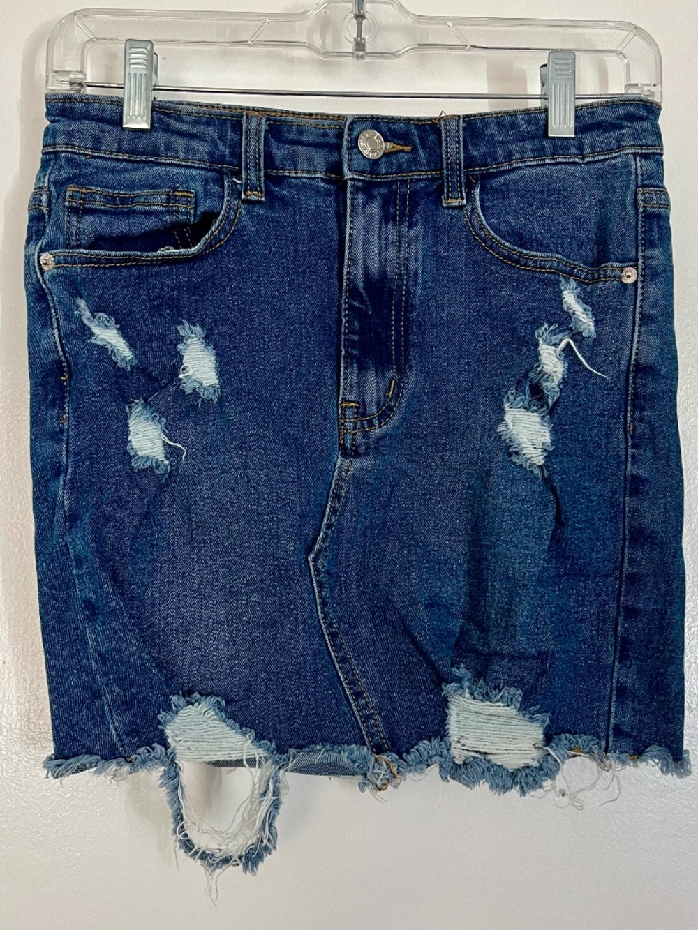 Distressed Denim Mini Skirt